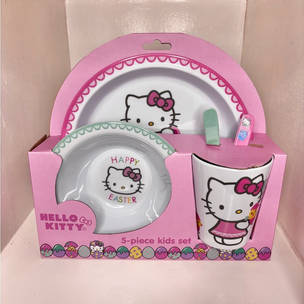Hello Kitty Pink 5-Piece Kids Easter Dinnerware Set